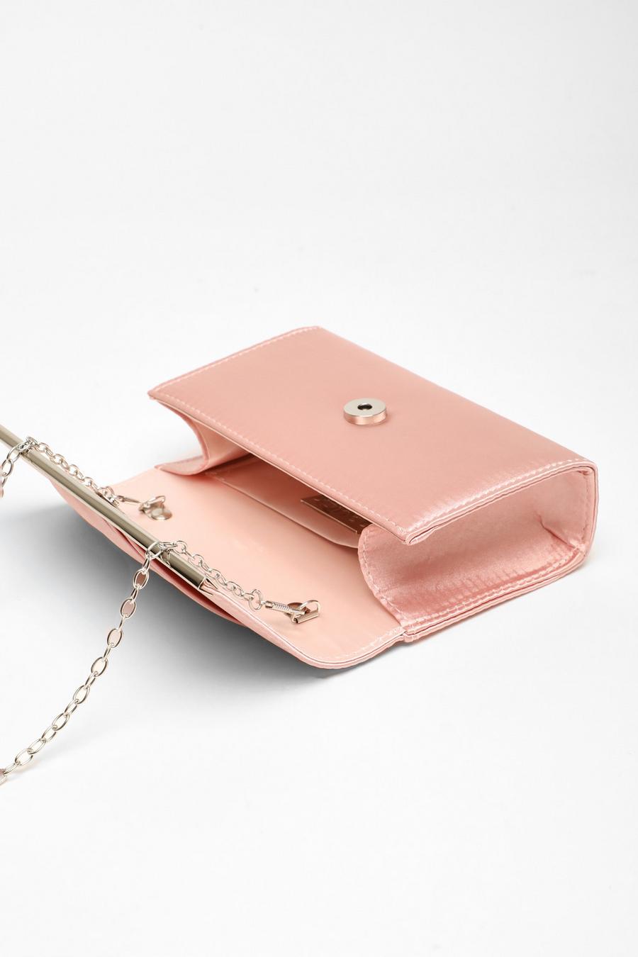 Pale pink satin hot sale clutch bag