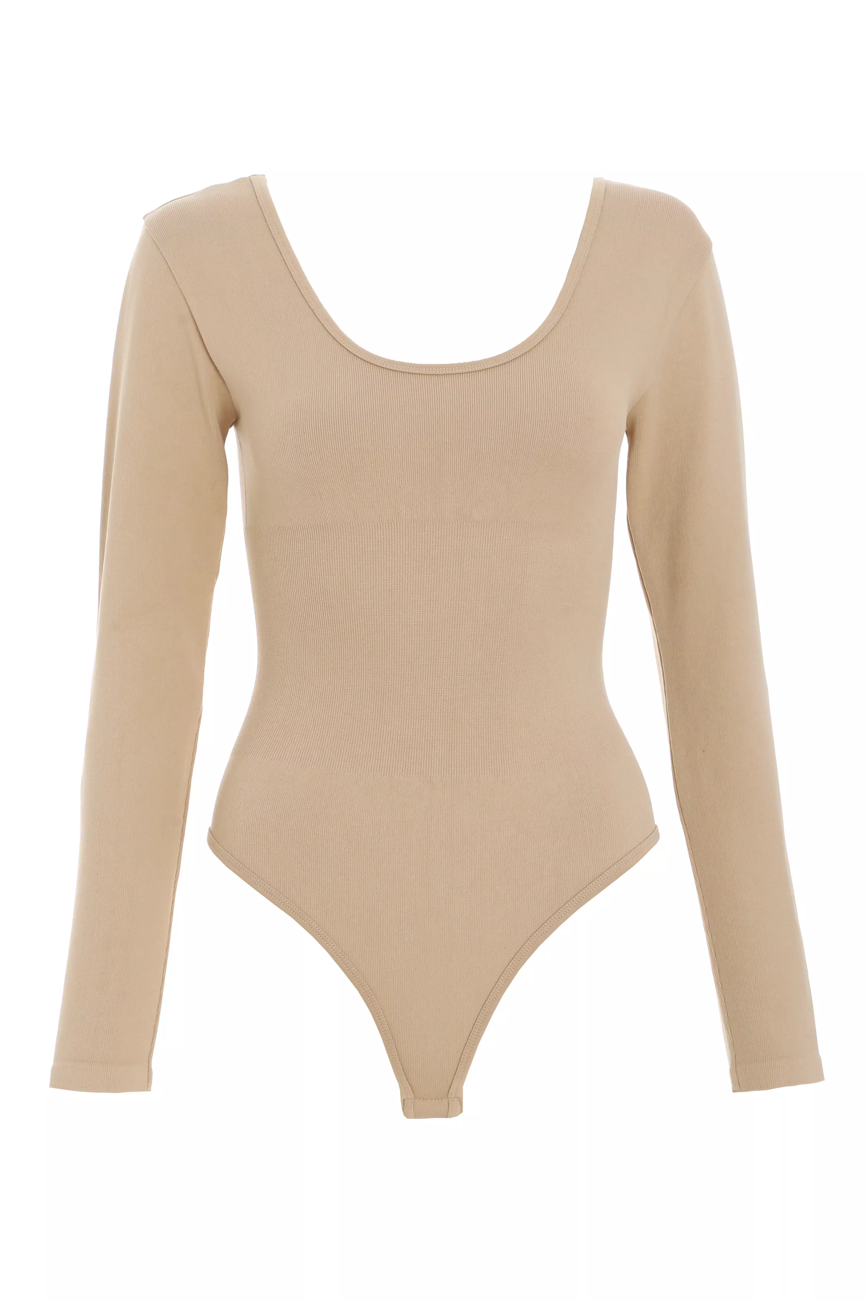 Stone Seamless Long Sleeve Bodysuit QUIZ Clothing
