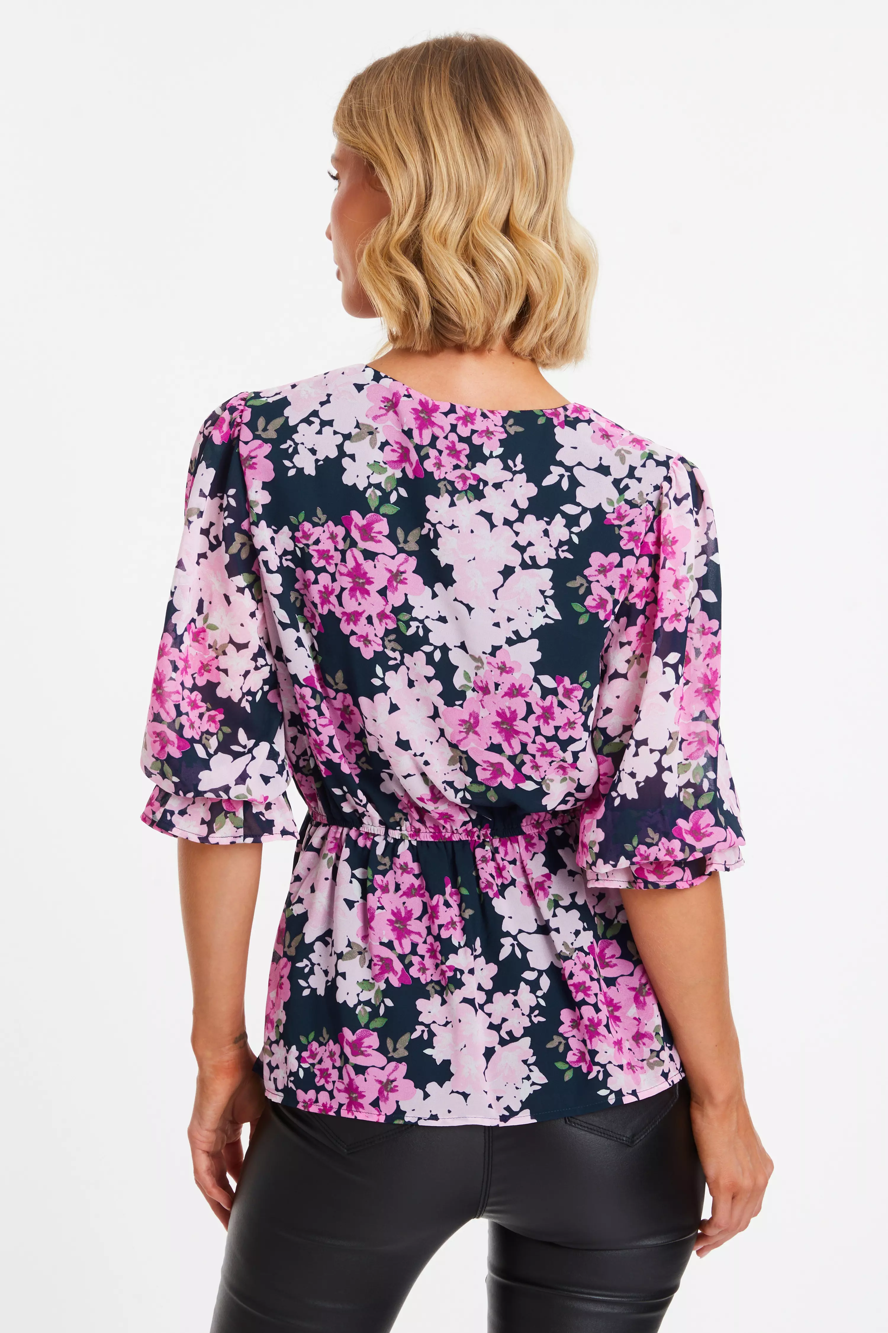 Pink Floral Wrap Top - QUIZ Clothing