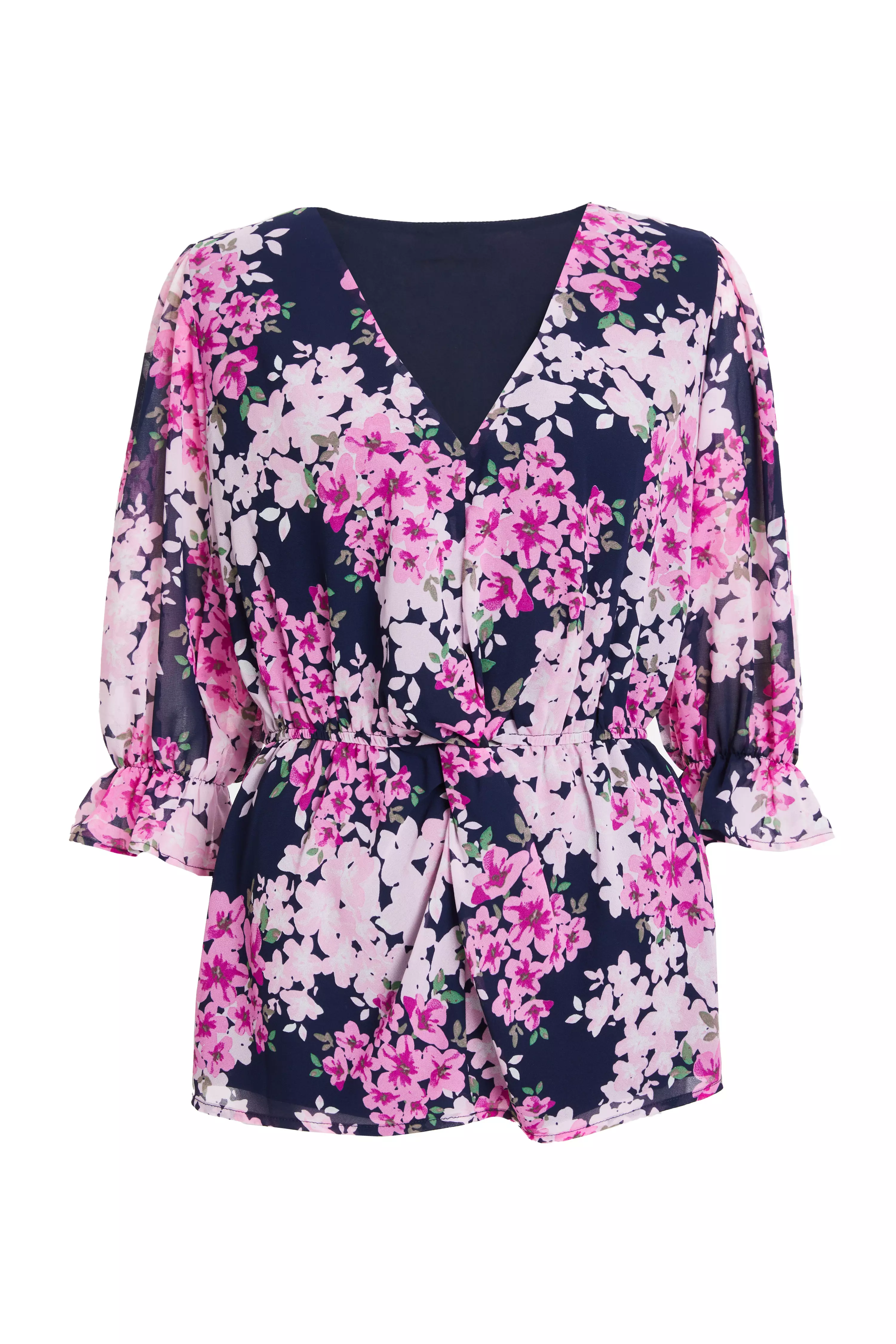 Pink Floral Wrap Top QUIZ Clothing