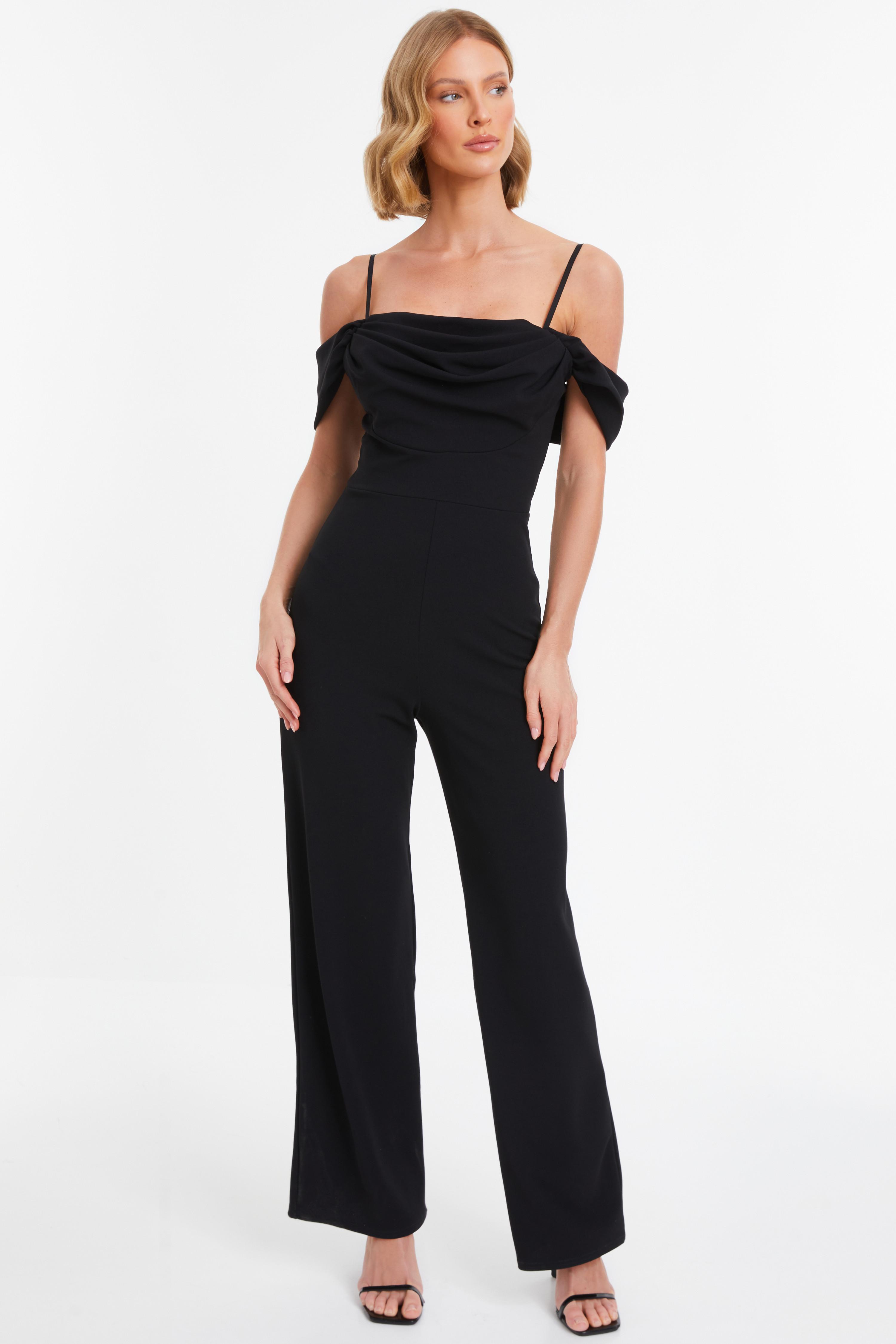 Petite Navy Drop Shoulder Palazzo Jumpsuit<!-- --> - <!-- -->QUIZ Clothing