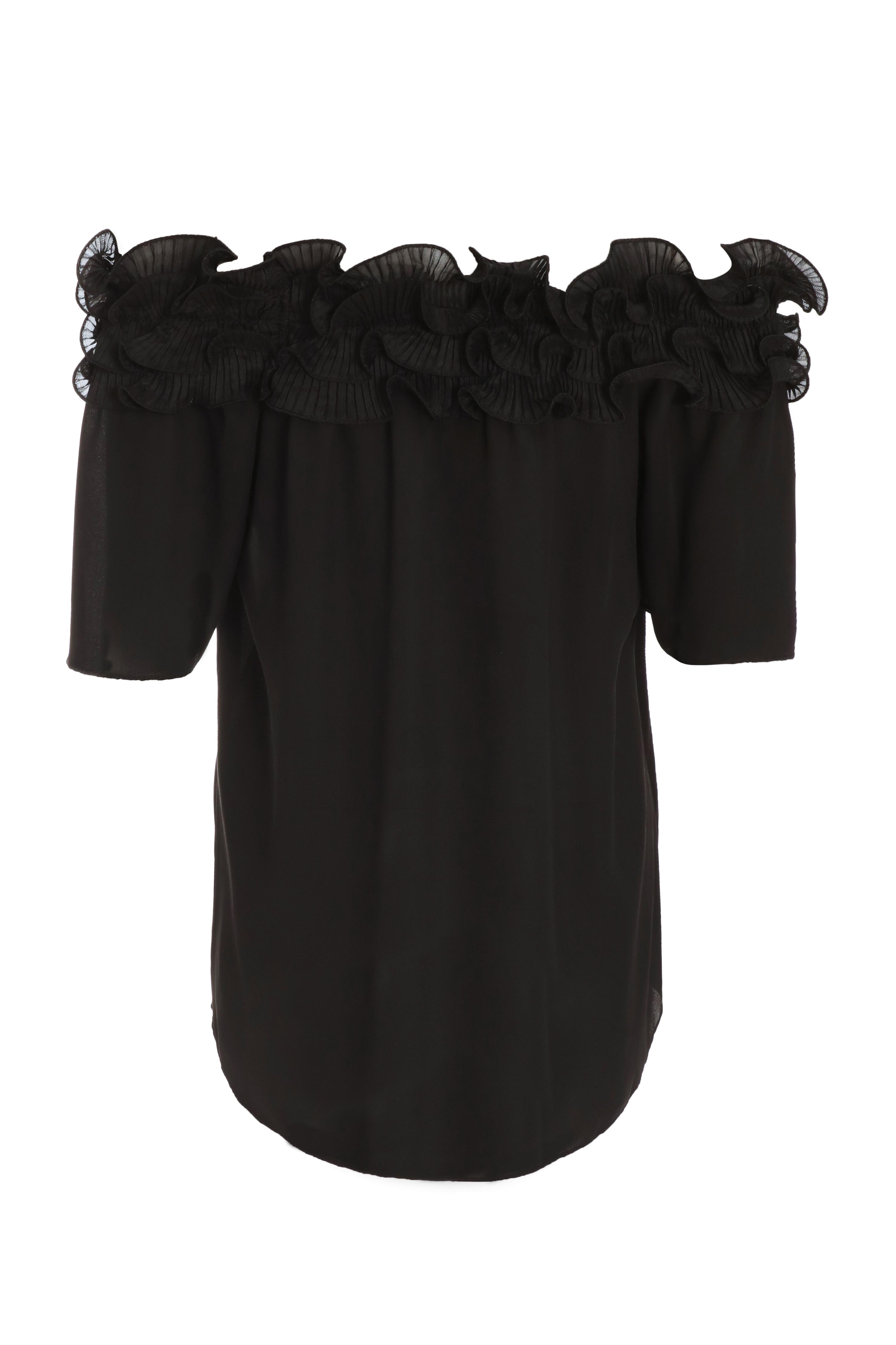 Black frill bardot top hot sale