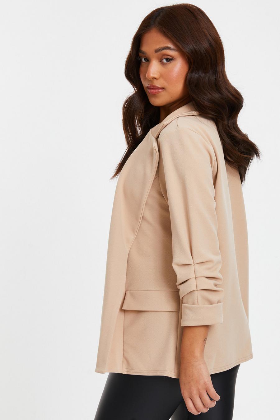 Petite ruched sale sleeve blazer