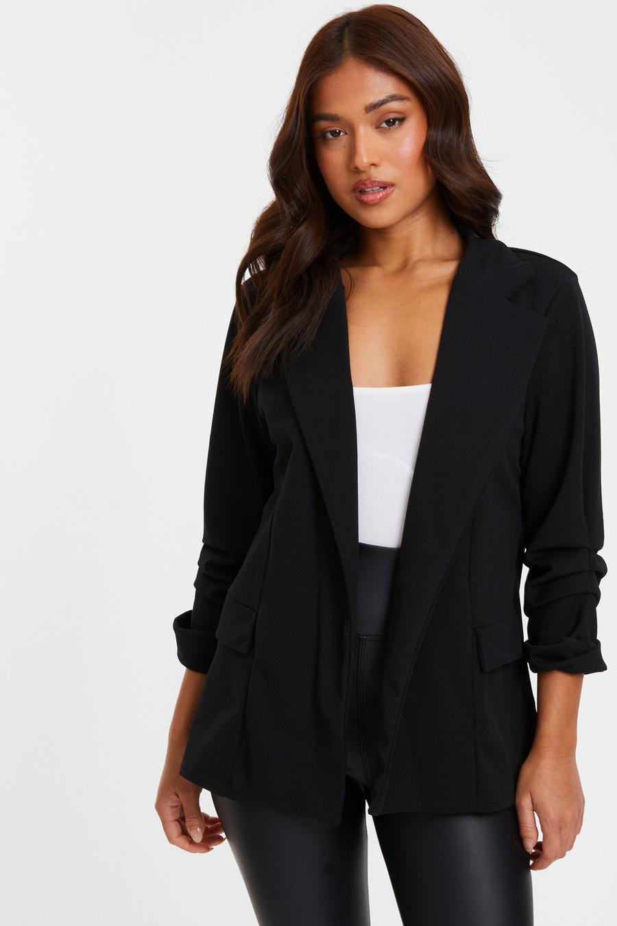 Petite ruched sale sleeve blazer