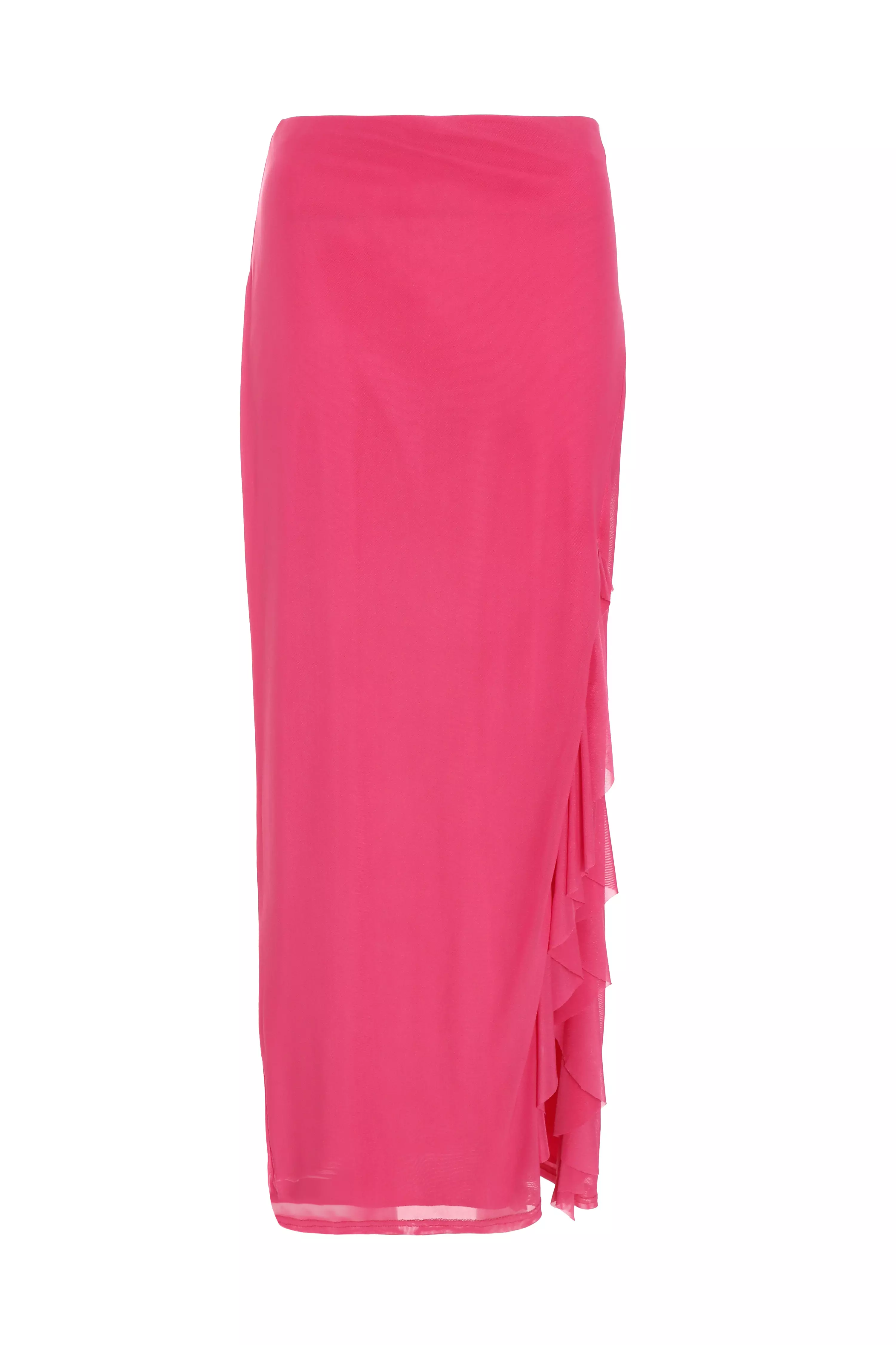 Pink Frill Maxi Skirt - QUIZ Clothing