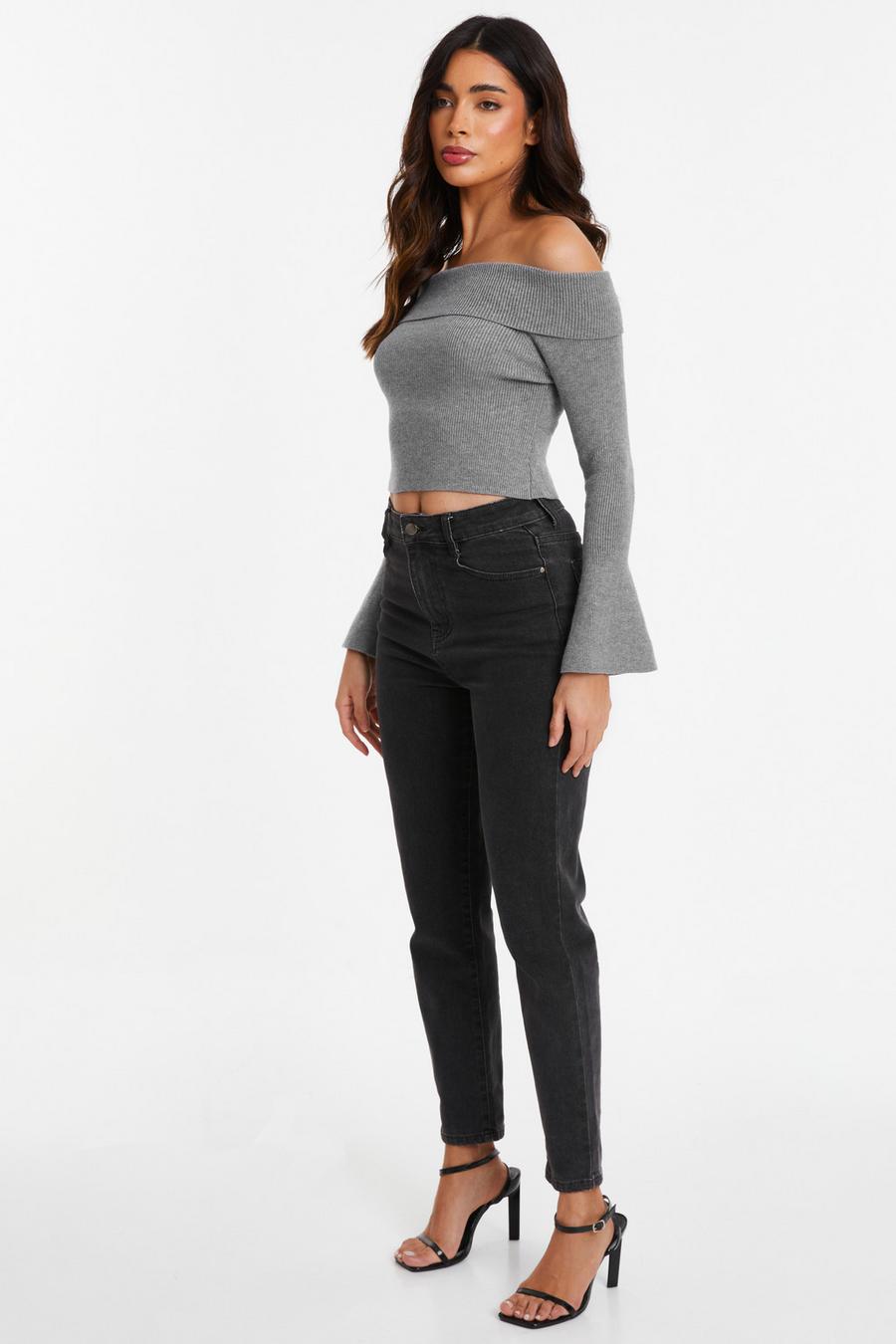 Grey on sale bardot jumper