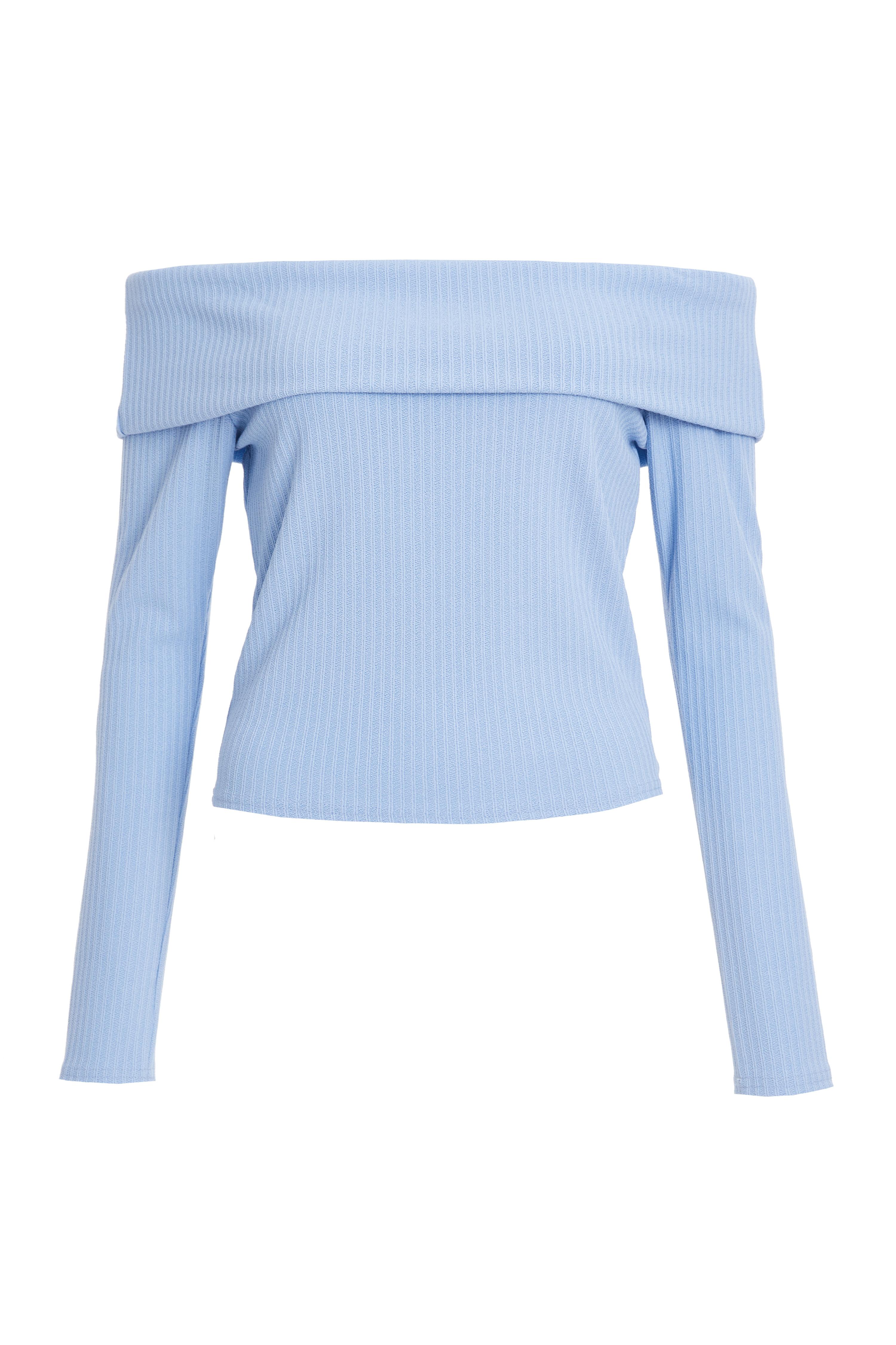 Light Blue Bardot Top QUIZ Clothing